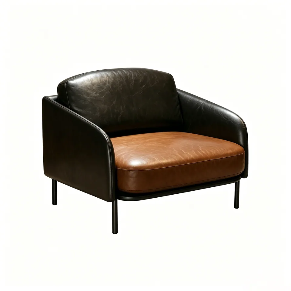 Black Shell Cognac-Seat Lounge Chair