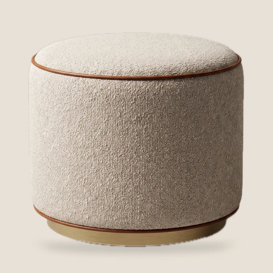 Bouclé Drum Pouf