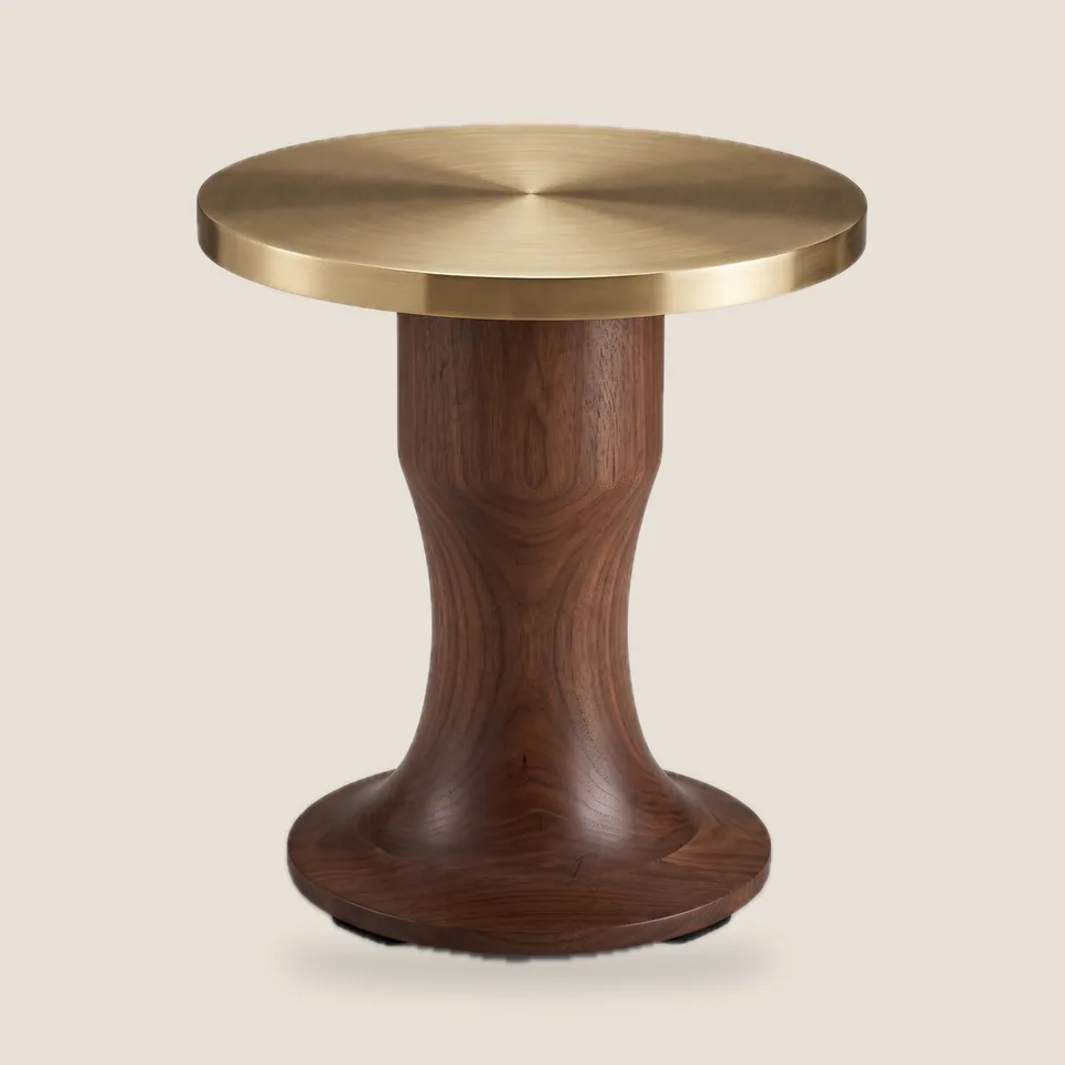Brass-Top Drum Side Table
