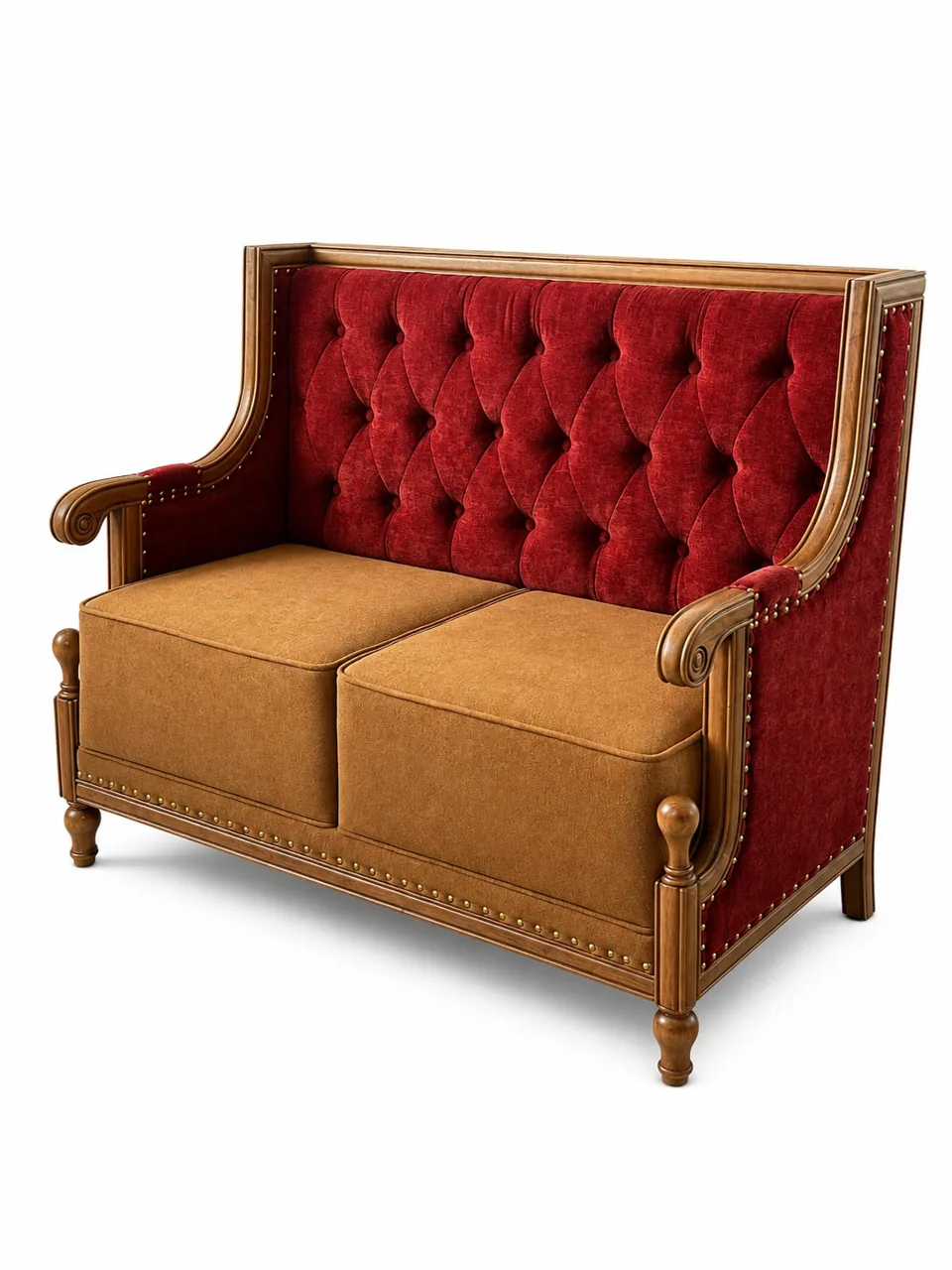 Carved-Frame High-Back Settee