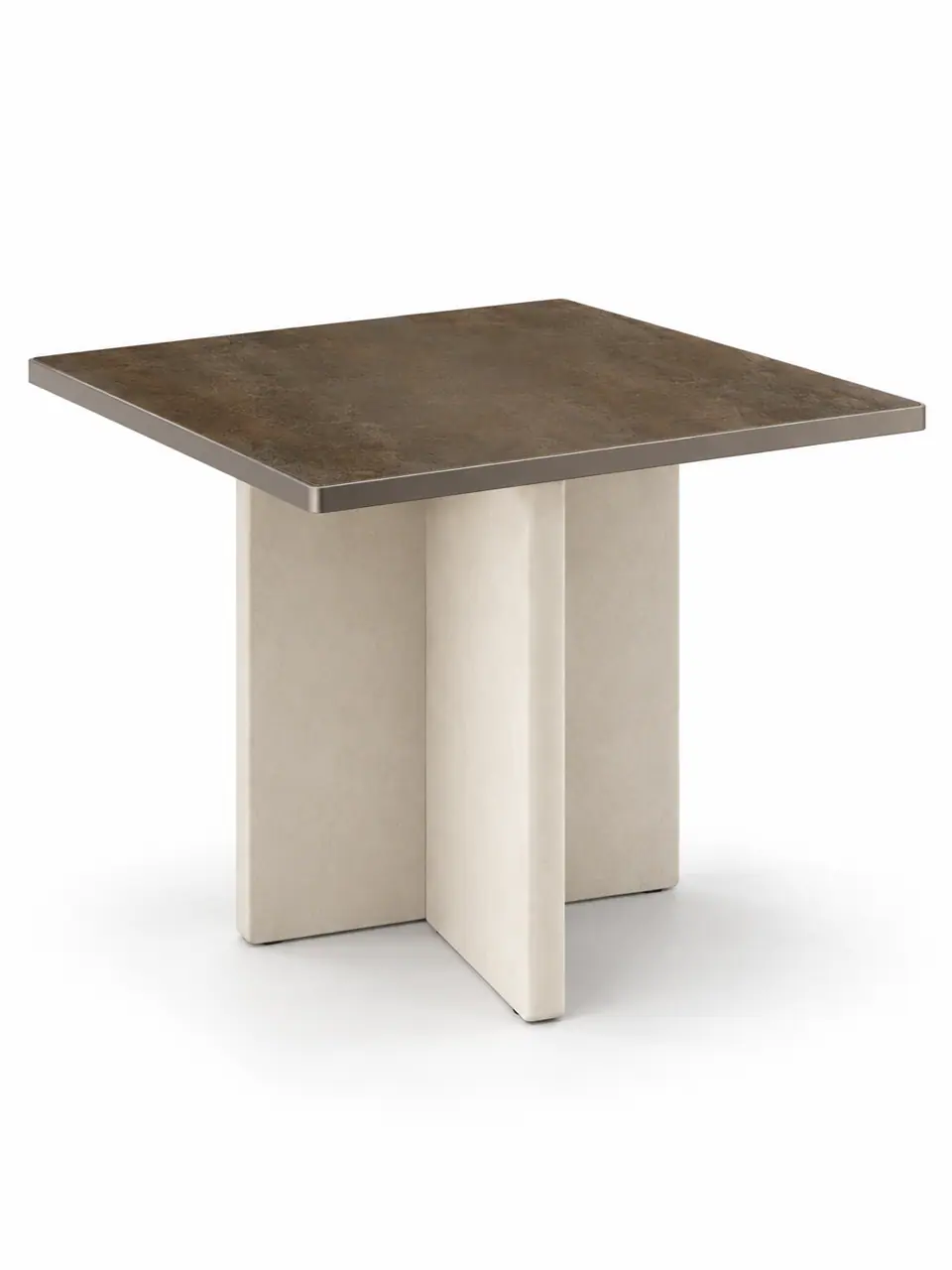 Cream Cross-Base Brown Table