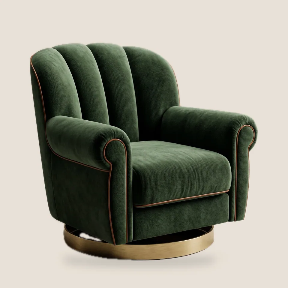 Green Velvet Channel Club Chair
