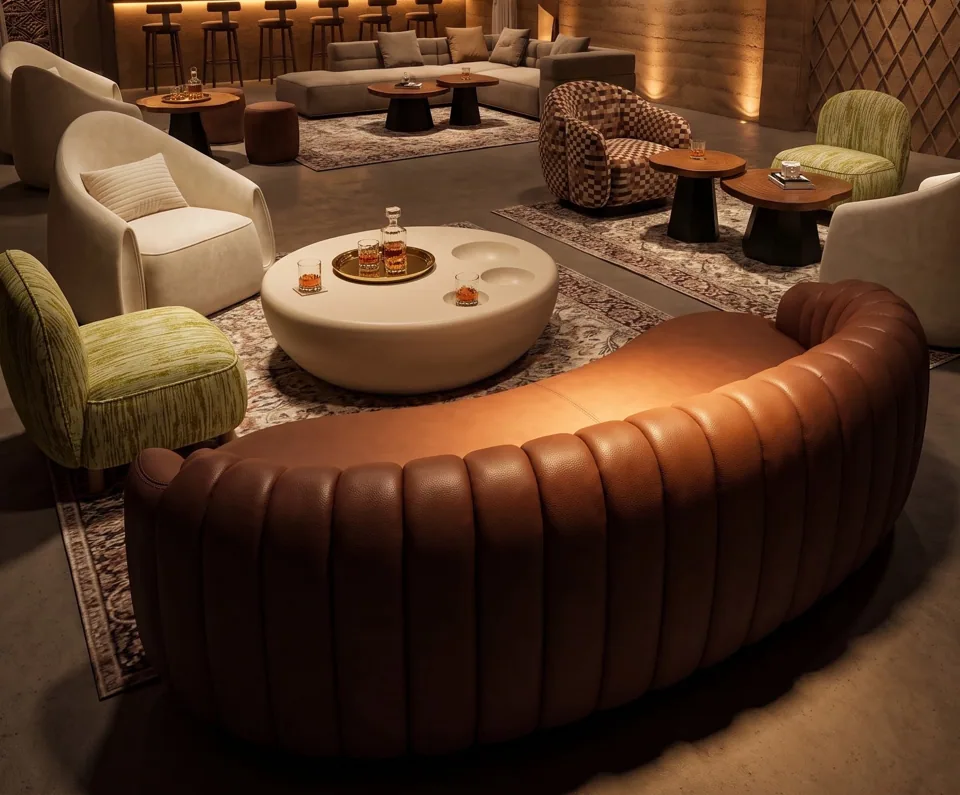 Leather chosen for the room, not the brochure