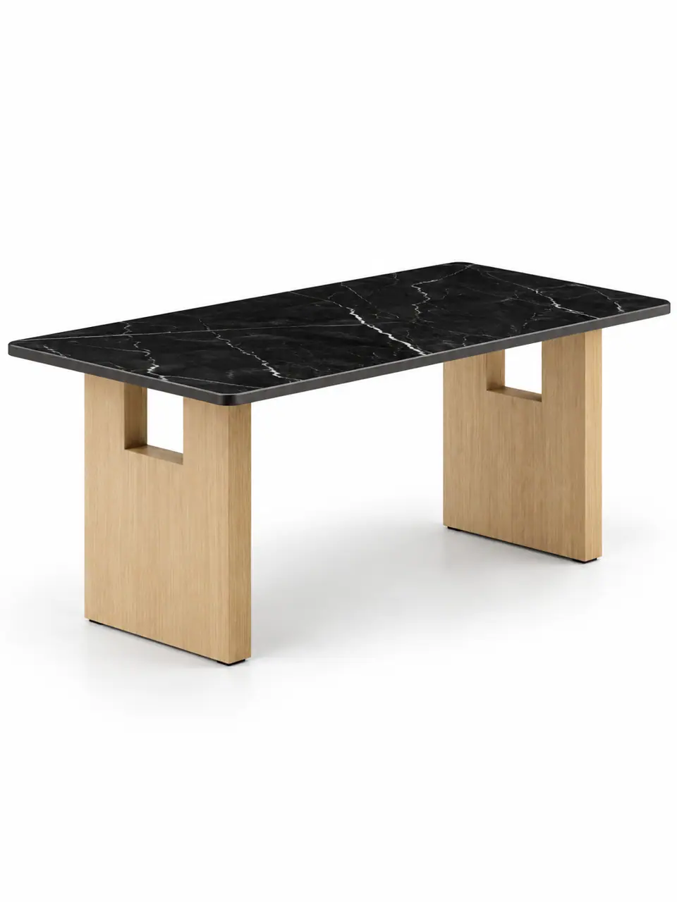 Notched Oak Black Long Table