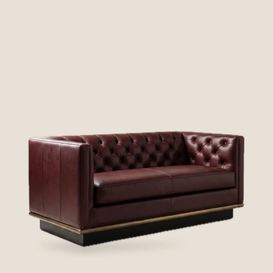 Oxblood Tufted Settee