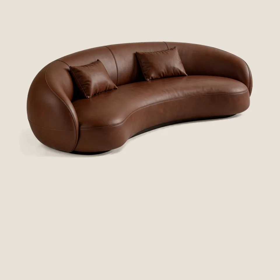 Pebble Curved Leather Sofa