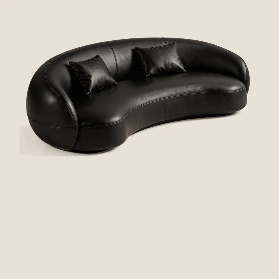 Pebble Curved Leather Sofa view 2