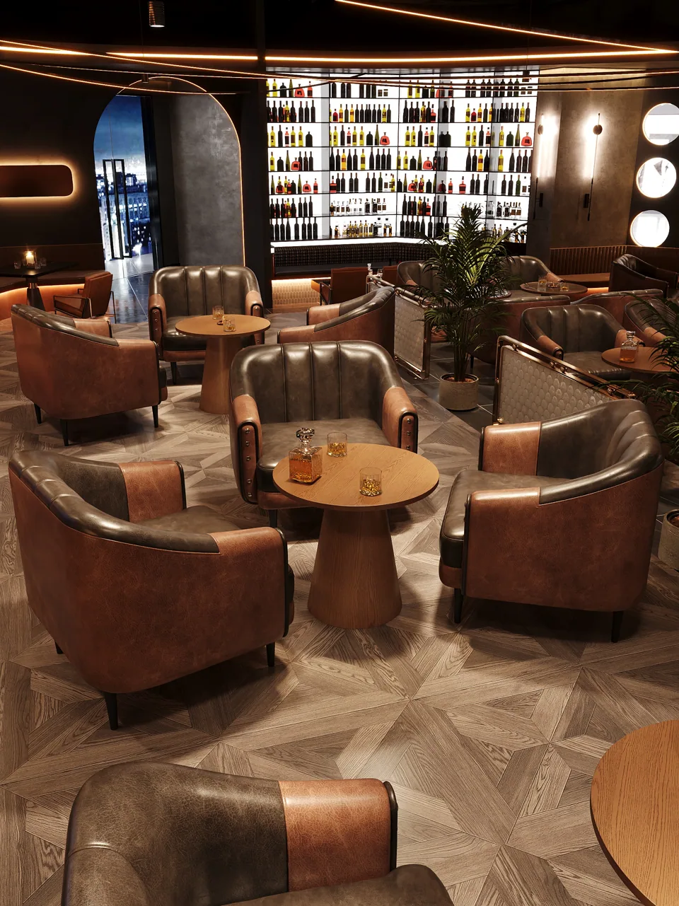 Rivet-Front Two-Tone Lounge Set