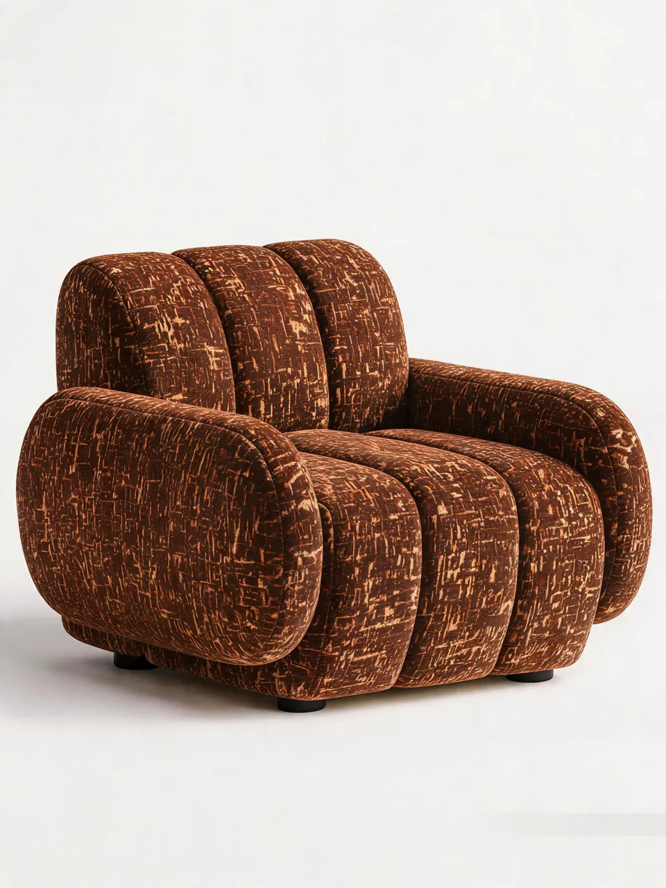 Rust Jacquard Barrel Club Chair