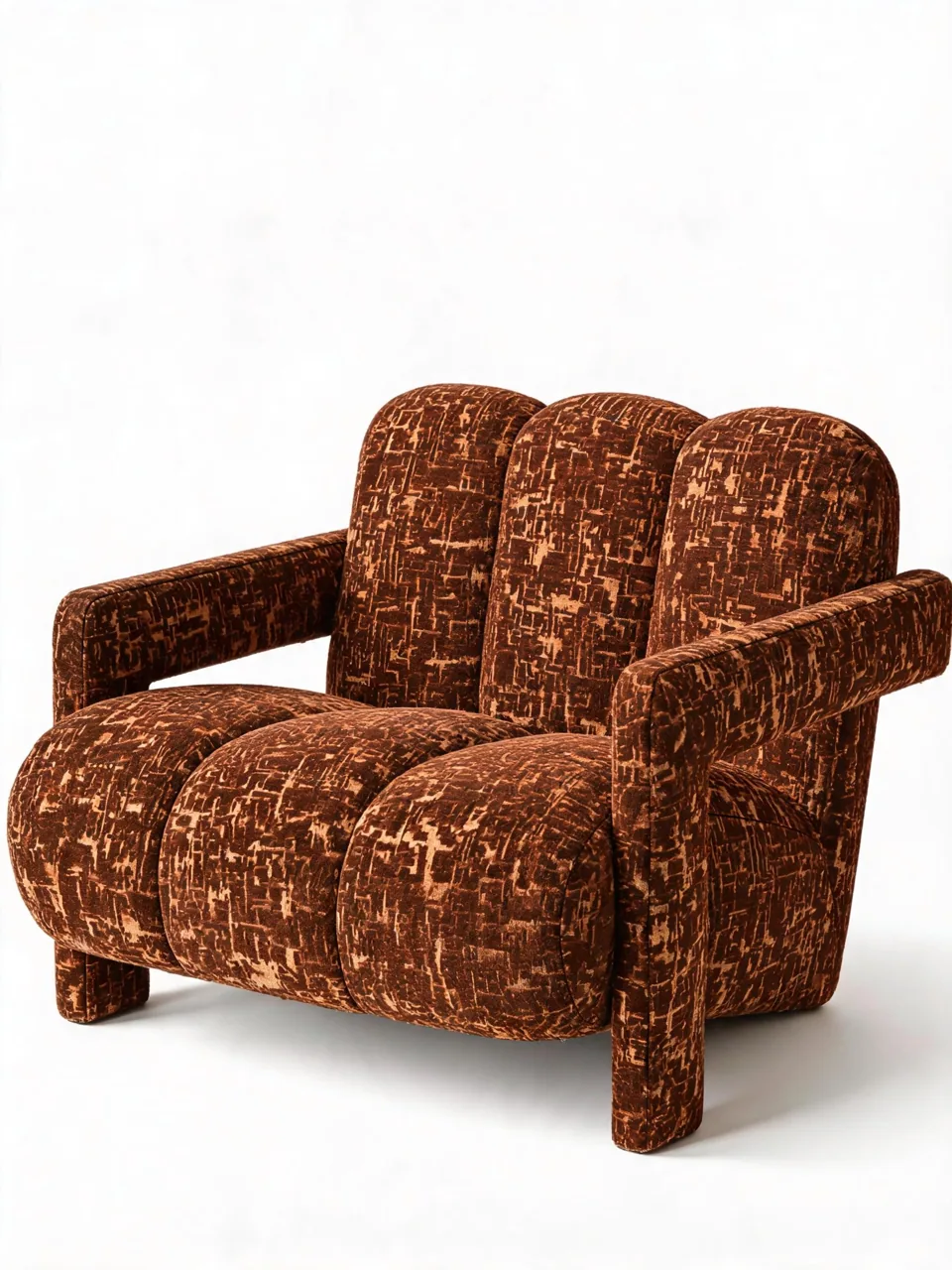 Rust Jacquard Channel Loveseat