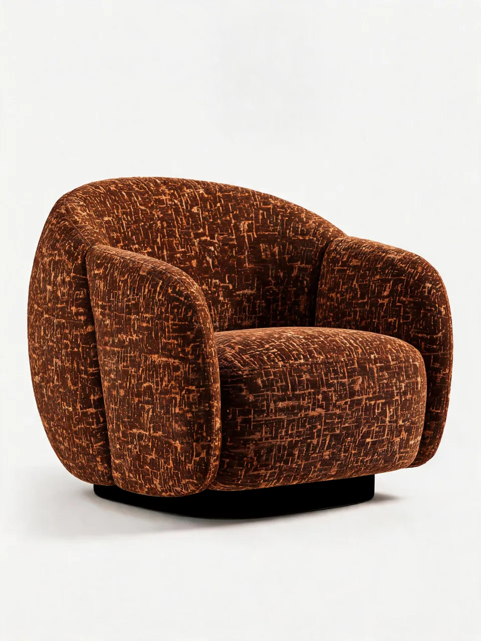 Rust Jacquard Swivel Tub Chair