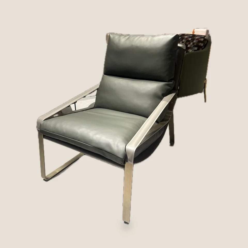 Sled-Base Leather Lounge Chair