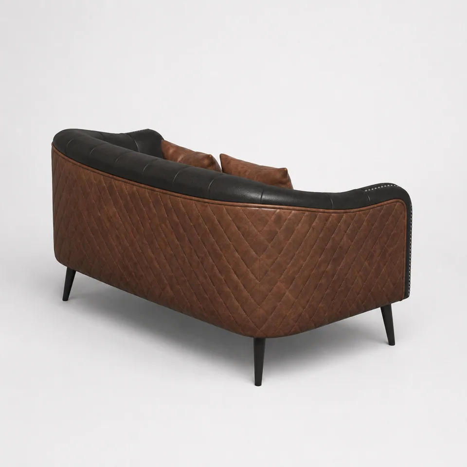 Stud-Rim Curved Settee