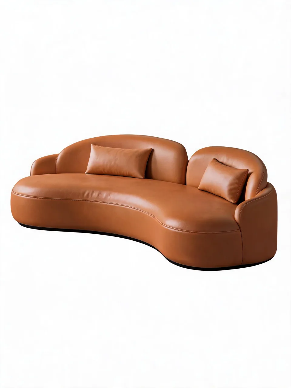 Twin-Crest Curved Leather Sofa