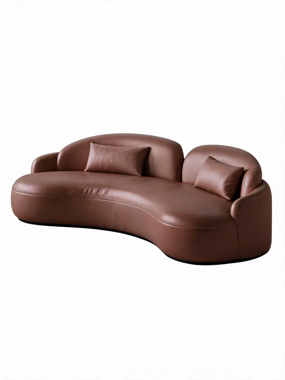 Twin-Crest Curved Leather Sofa view 2
