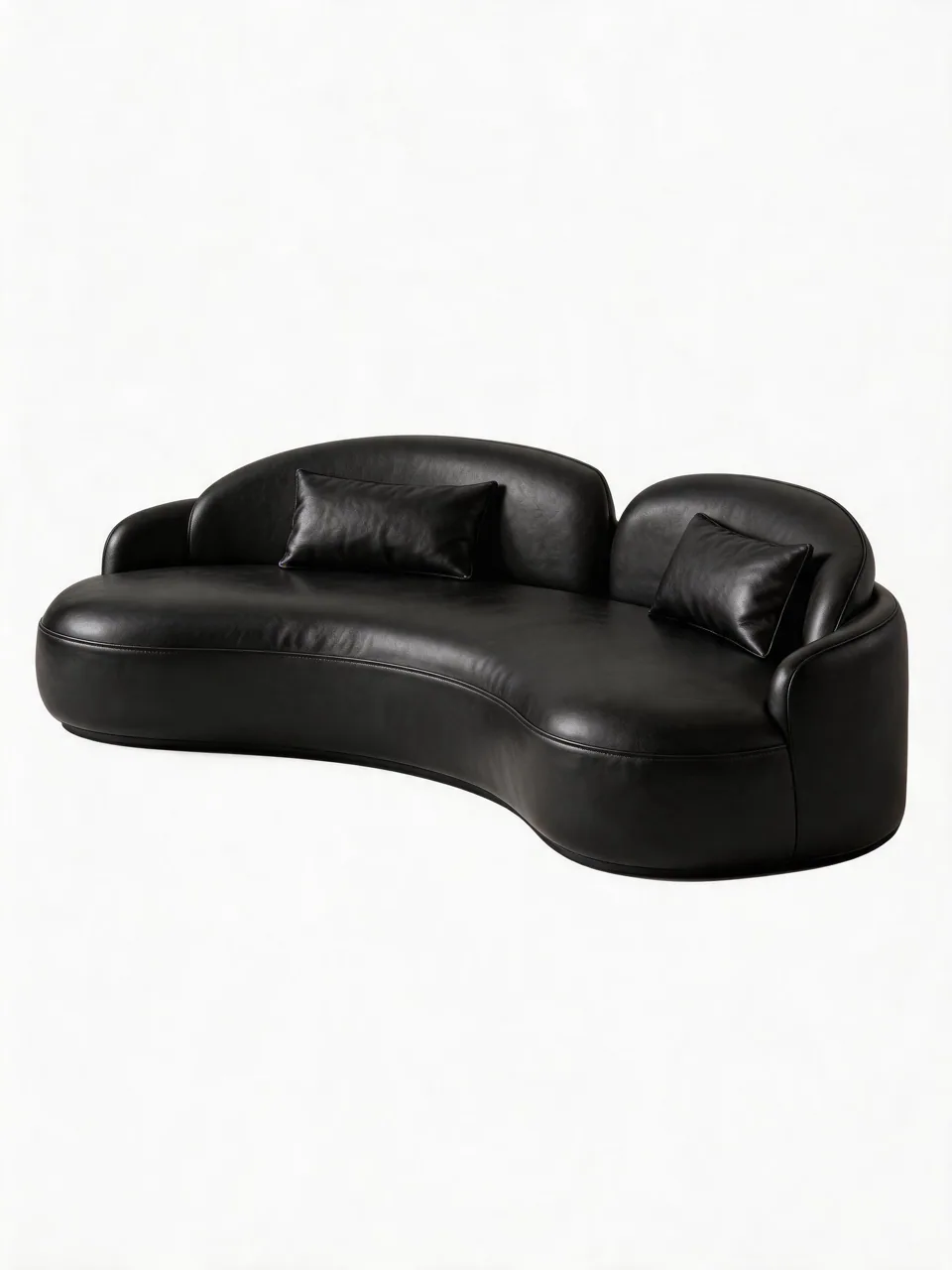 Twin-Crest Curved Leather Sofa view 3