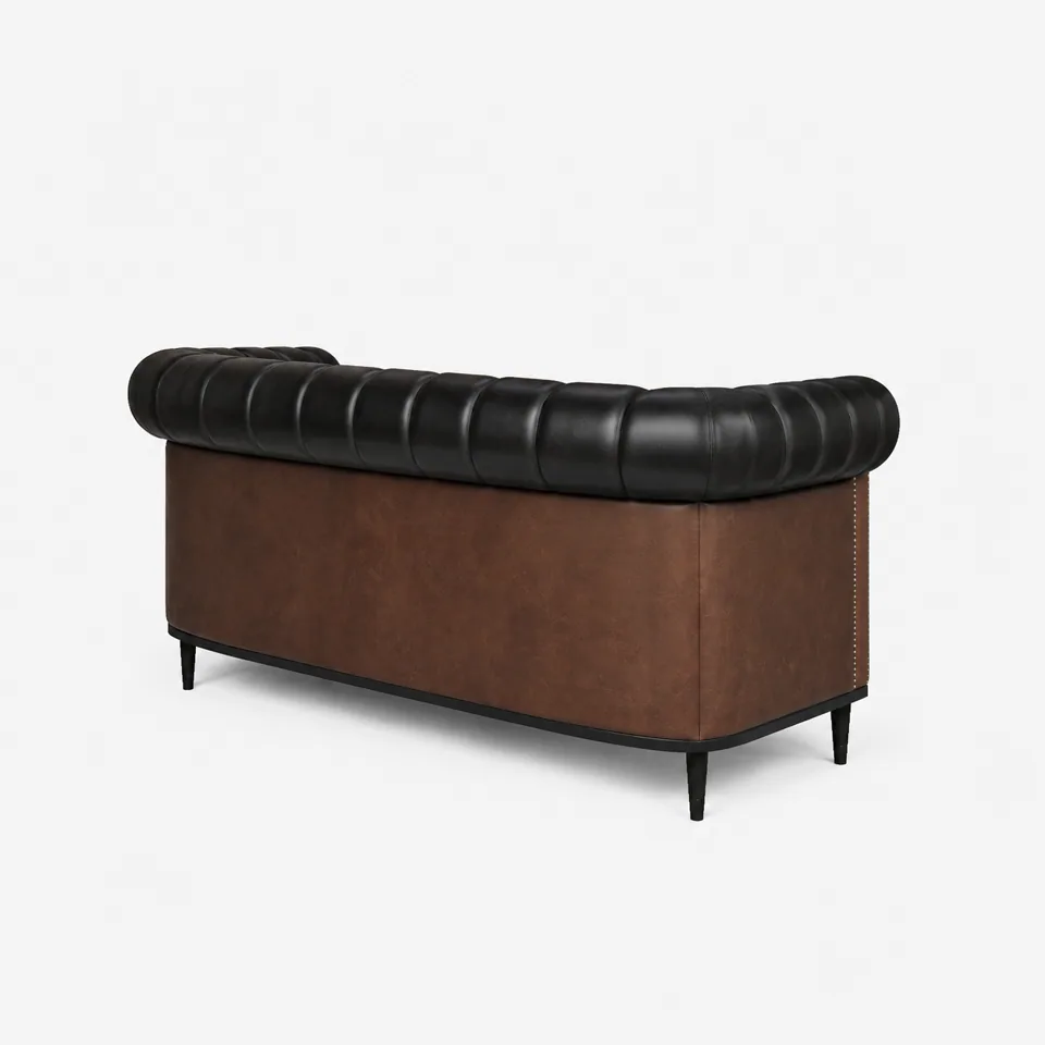 Two-Tone Rolled-Back Club Settee