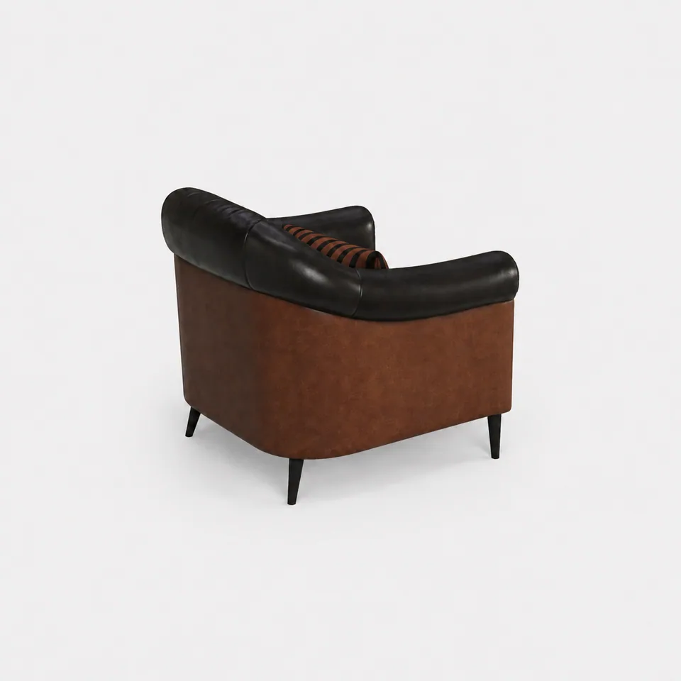 Two-Tone Rolled-Back Club Settee view 3