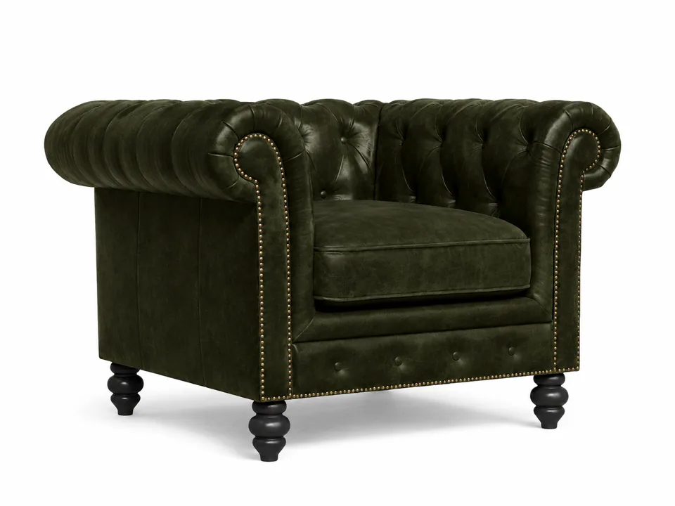 Velvet & Leather Chesterfield Lounge Group view 2