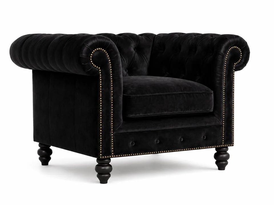 Velvet & Leather Chesterfield Lounge Group view 3